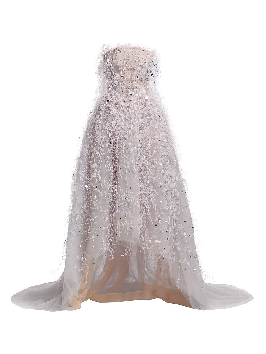 Women's Point D'Esprit Strapless Ballgown - Light Grey - Size 10