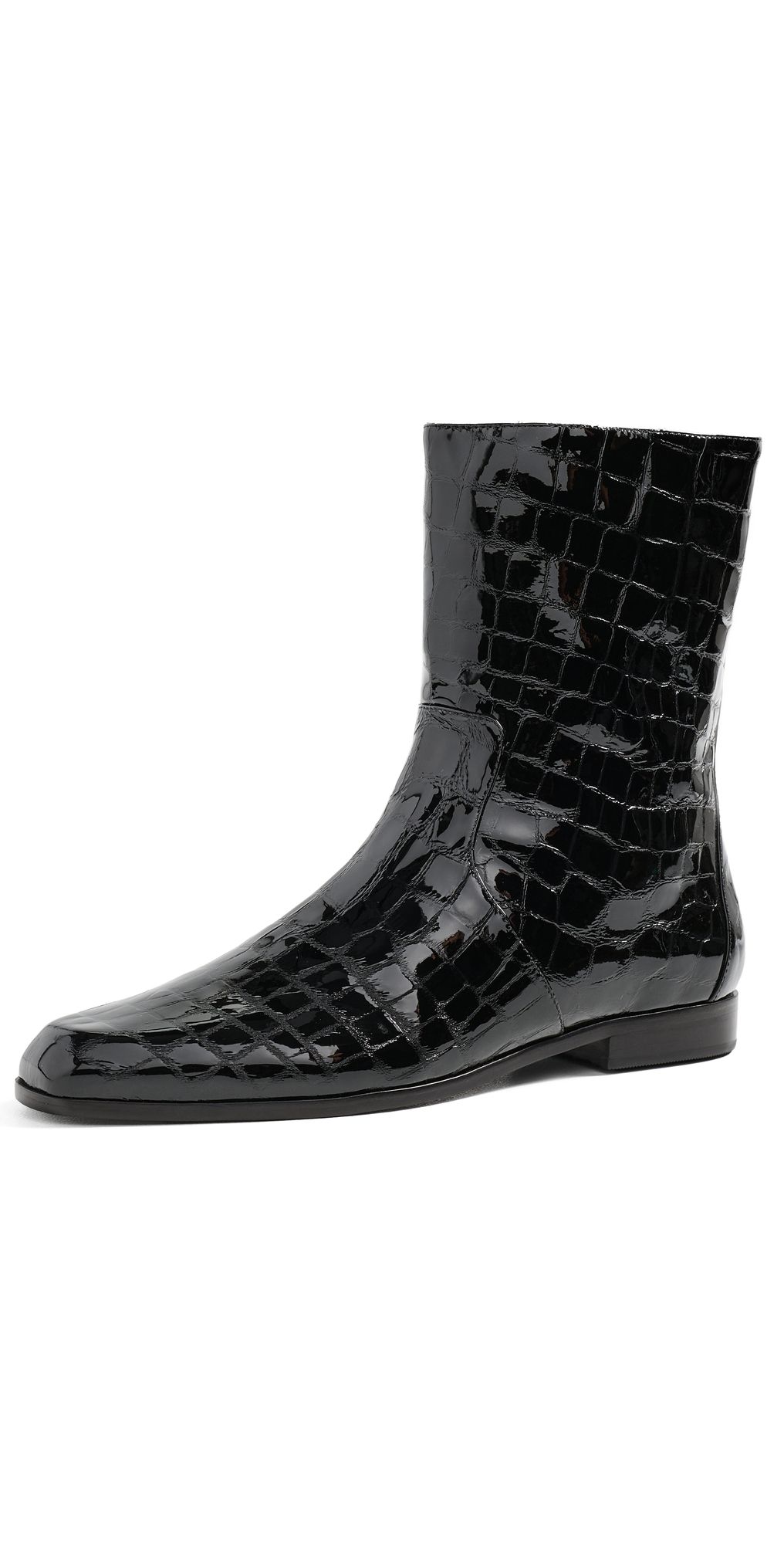 Black Suede Studio Aries Booties BLACK CROC PATENT LEATHER 38