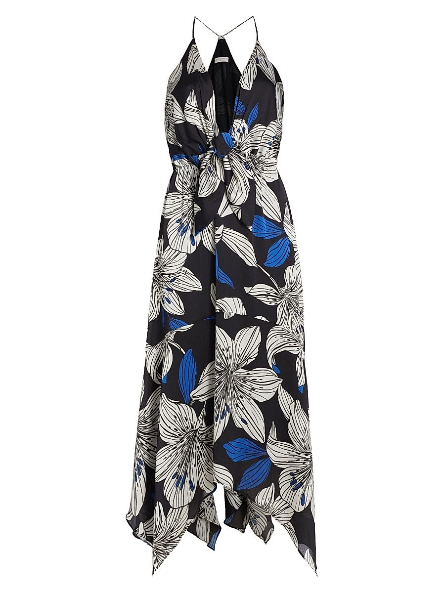 Women's Estrella Floral Sleeveless Midi-Dress - Black Lily Print - Size Medium