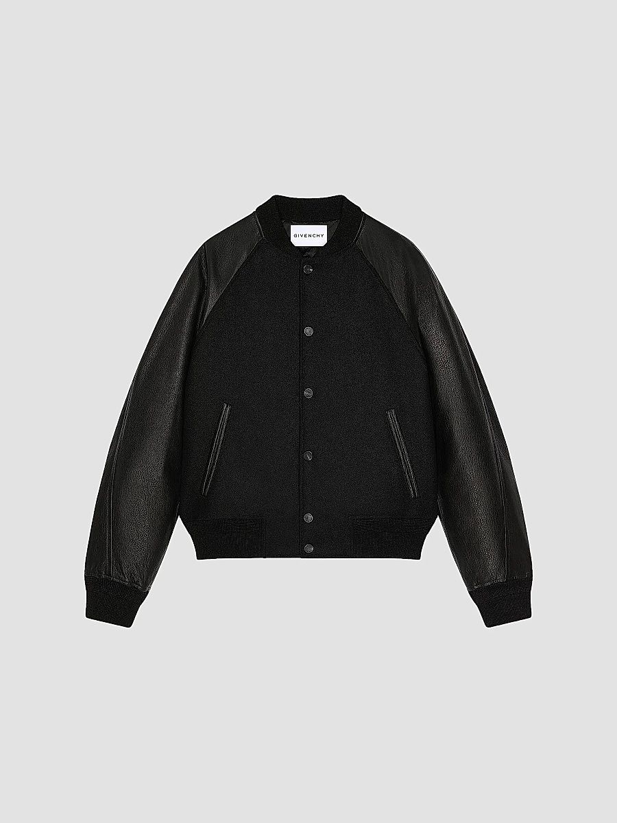 Givenchy Men's Mix Material Blouson with Paris Embroidery - Black White - Size 46