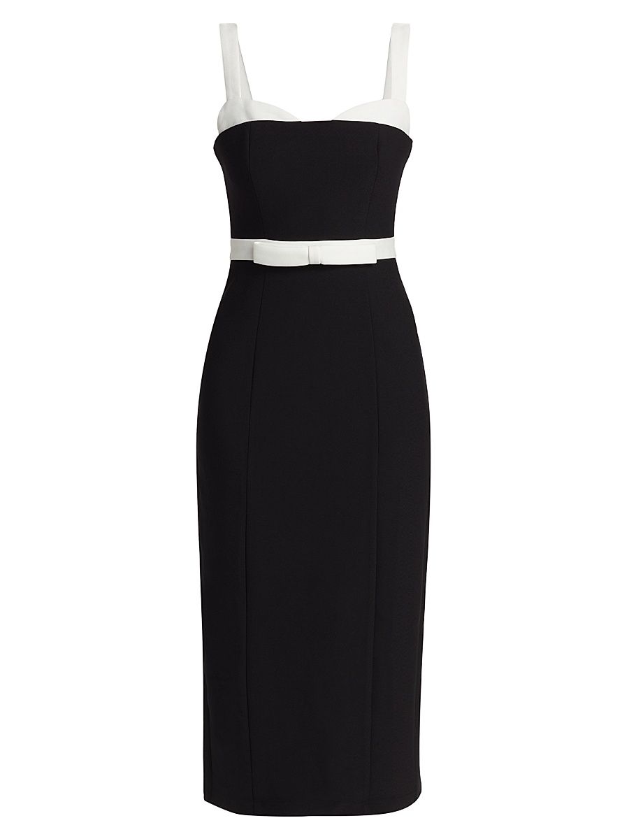 Women's Maia Sweetheart Belted Midi-Dress - Black - Size Large