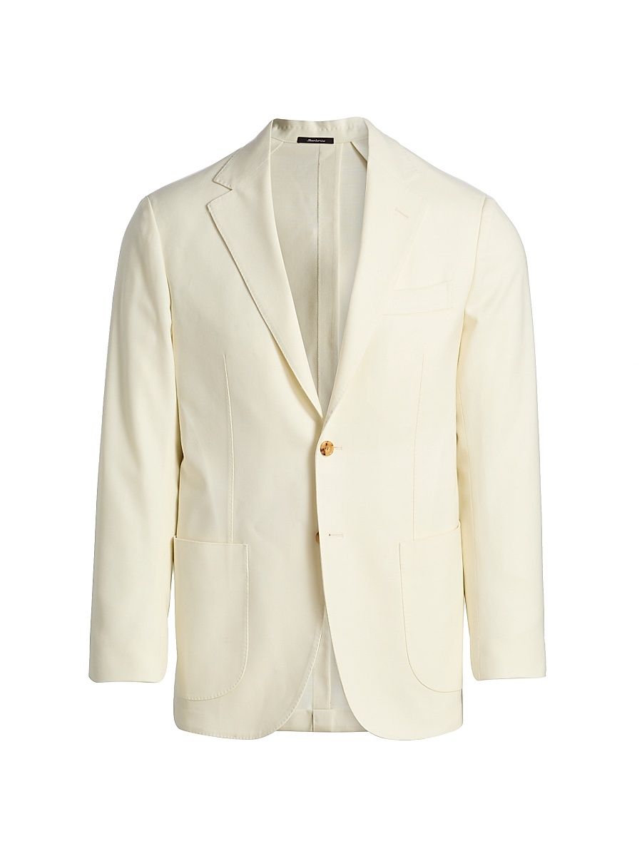 Men's Virgin Wool Single-Breasted Sport Coat - White - Size 40