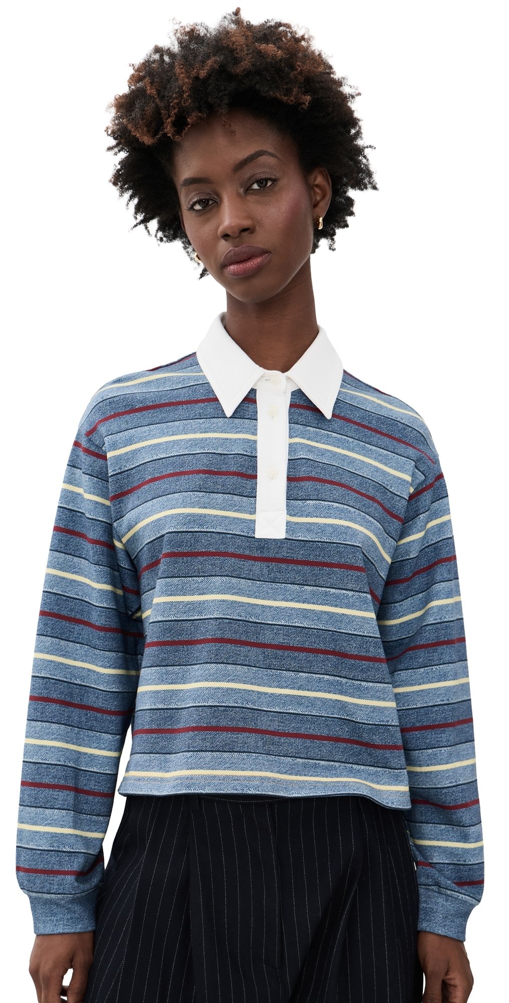 rag & bone RB Miramar Cropped Rugby Polo Indgstrp XXS