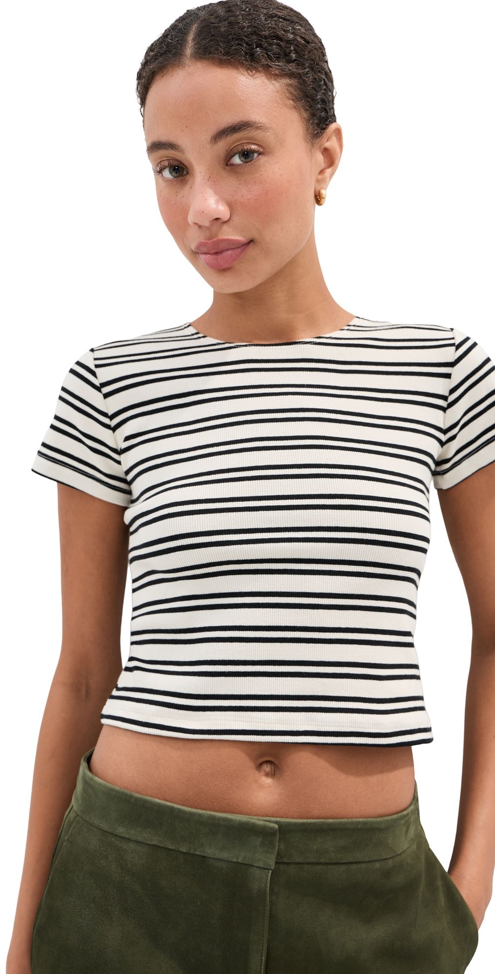 LE BOP Hadley Baby Tee Black/White Stripe XL