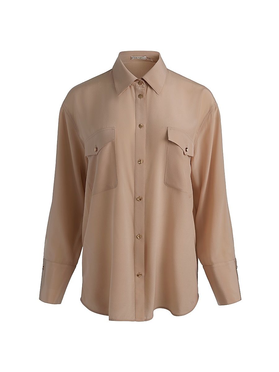 Women's Finely Silk Oversized Shirt - Sand - Size XL