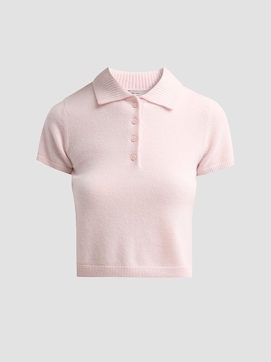 SIMKHAI Women's Twila Cashmere Polo Shirt - Bubblegum - Size XL