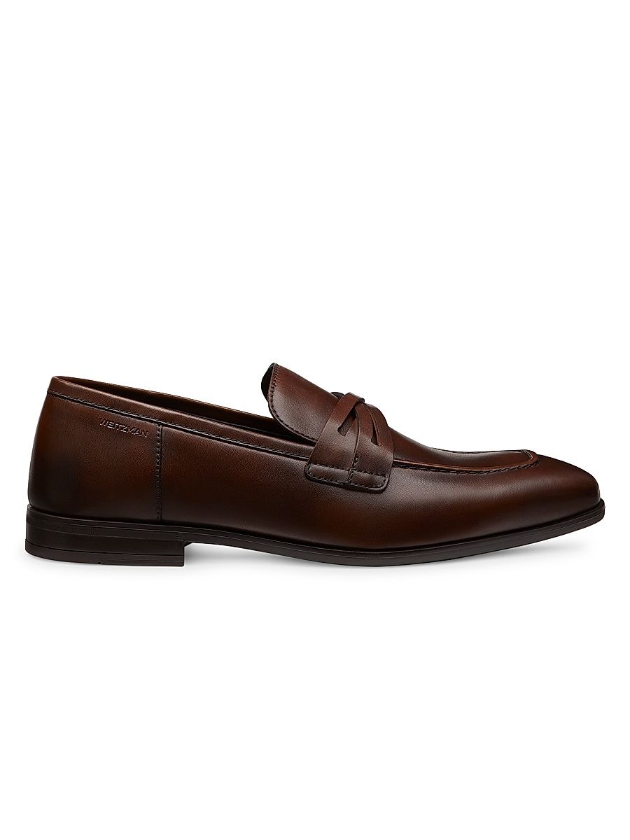 Men's Simon Crisscross Leather Loafers - Brown - Size 7
