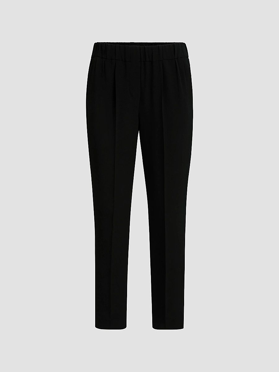 Women's Silk and Acetate Crêpe Cady Tailored Jogger Trousers - Black - Size 14