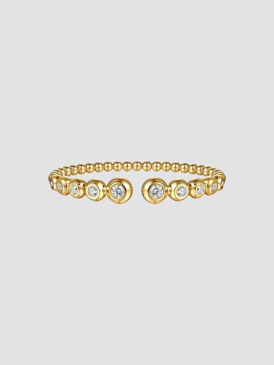 Gabriel & Co Women's Bujukan 14K Yellow Gold & 1.47 TCW Diamond Beaded Cuff - Gold - Size 5.75