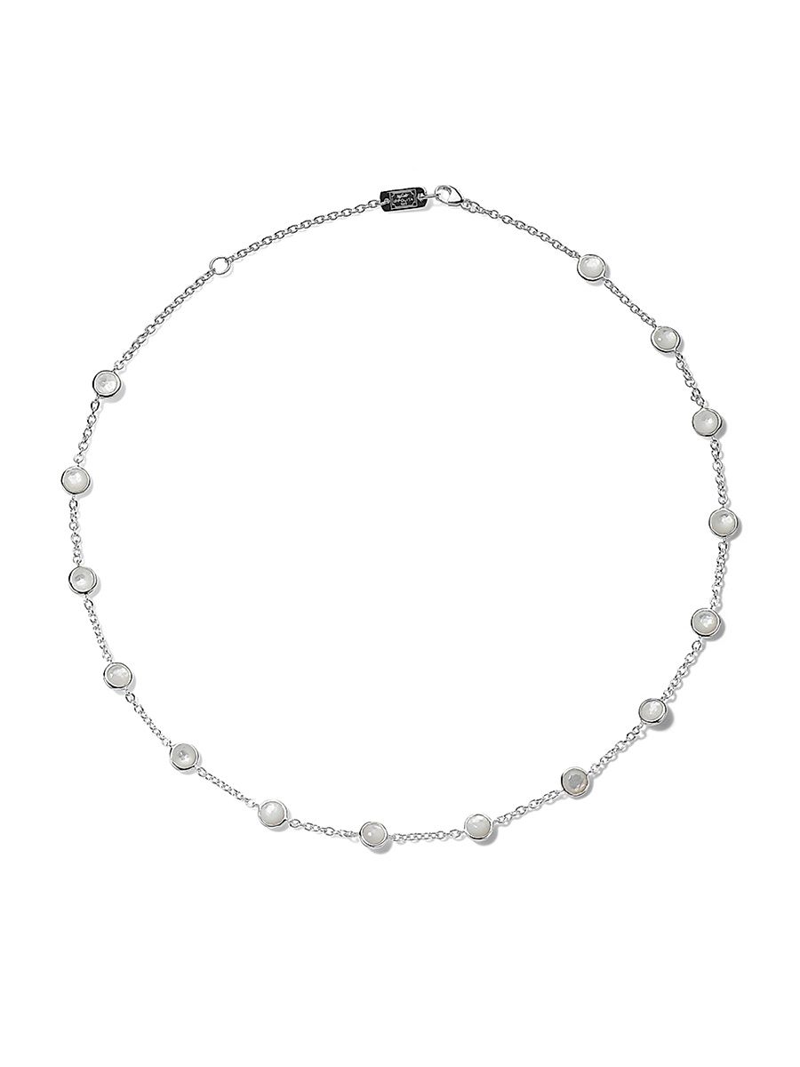 Women's Lollipop Sterling Silver & Mother-Of-Pearl Station Collar Necklace - Silver - Size 18