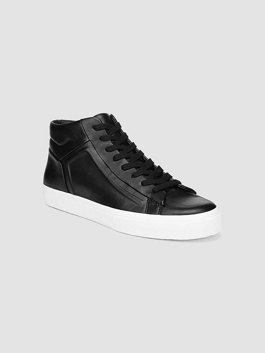 Men's Fynn Leather High-Top Sneakers - Black - Size 7
