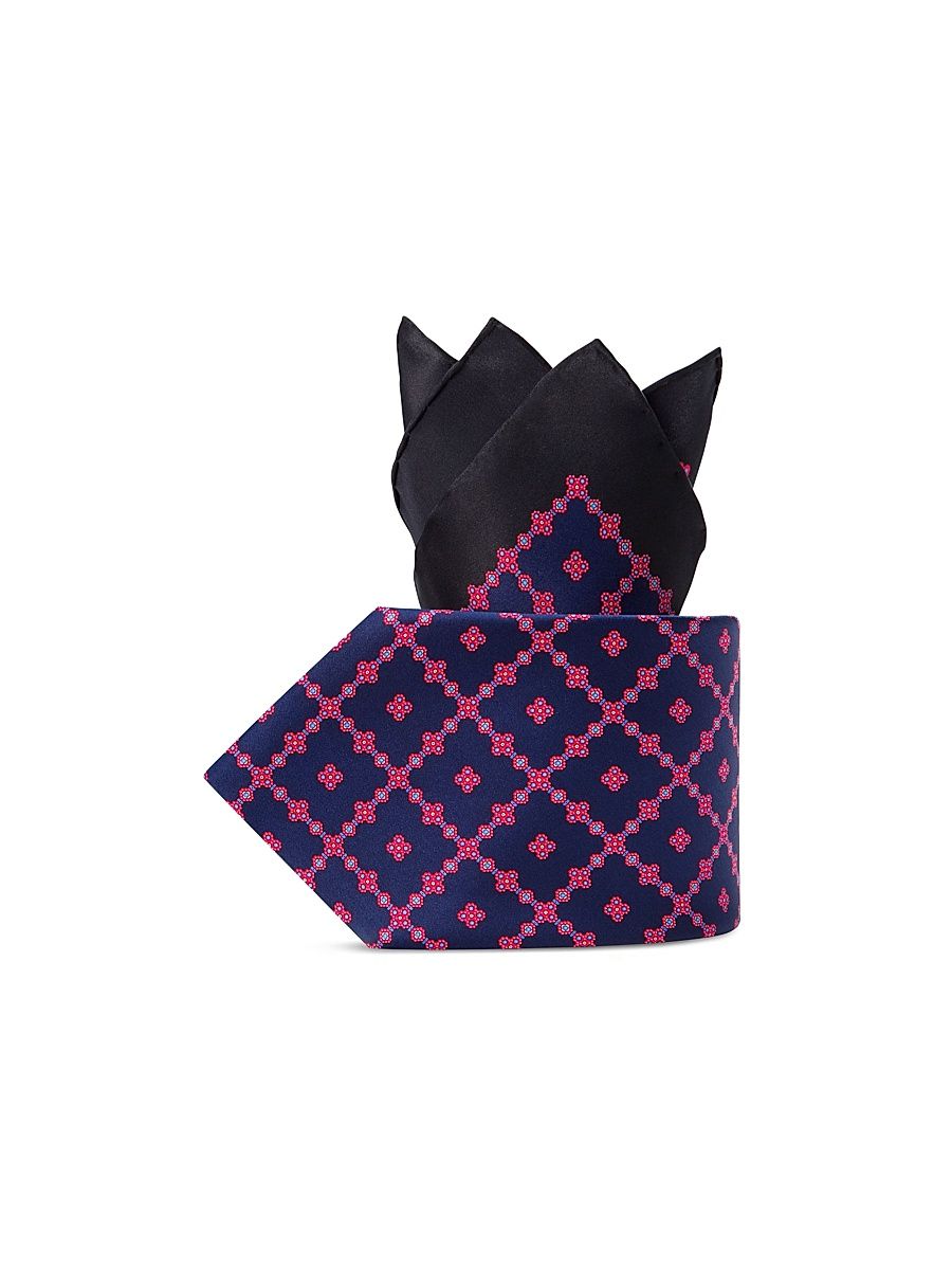 Men's Luxury Silk Tie Set - Blue Red