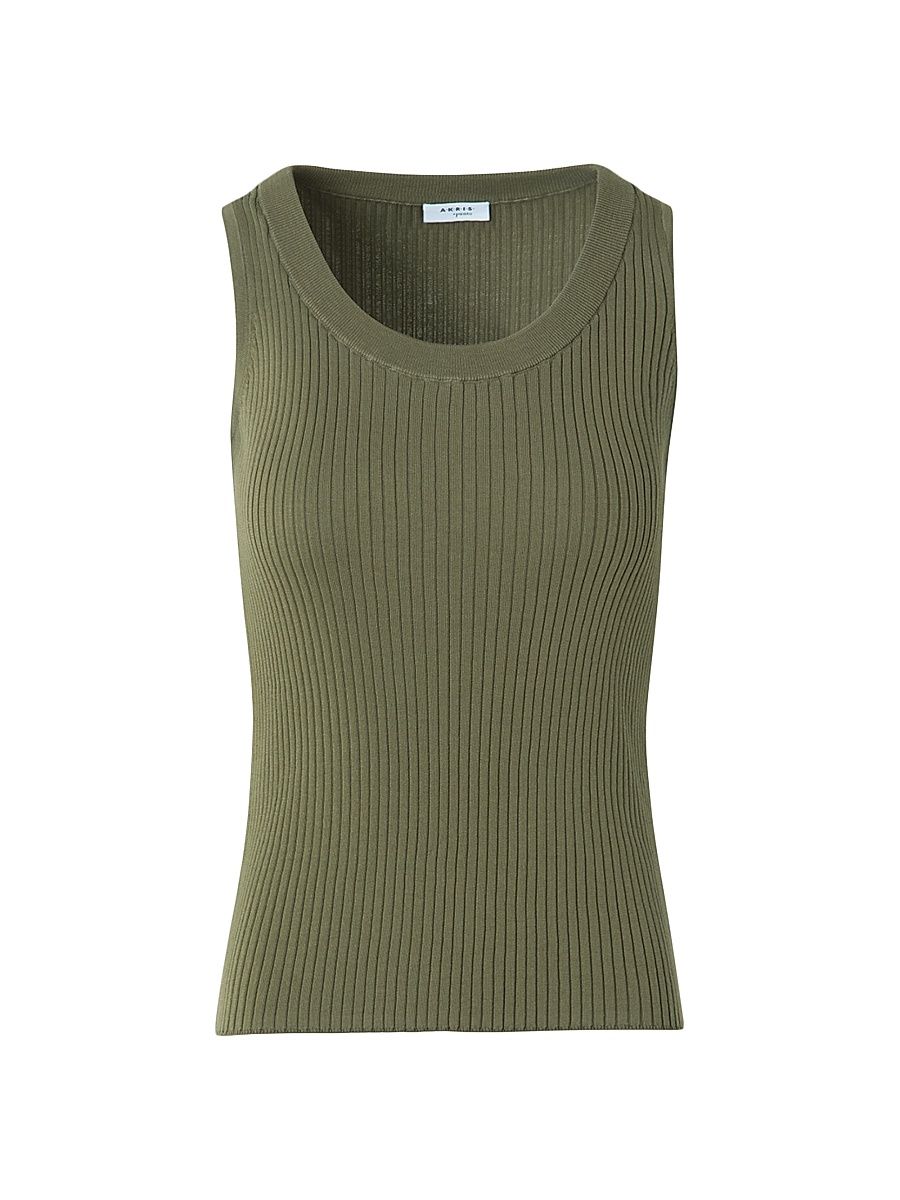 Women's Knit Cotton Tank - Khaki - Size 14