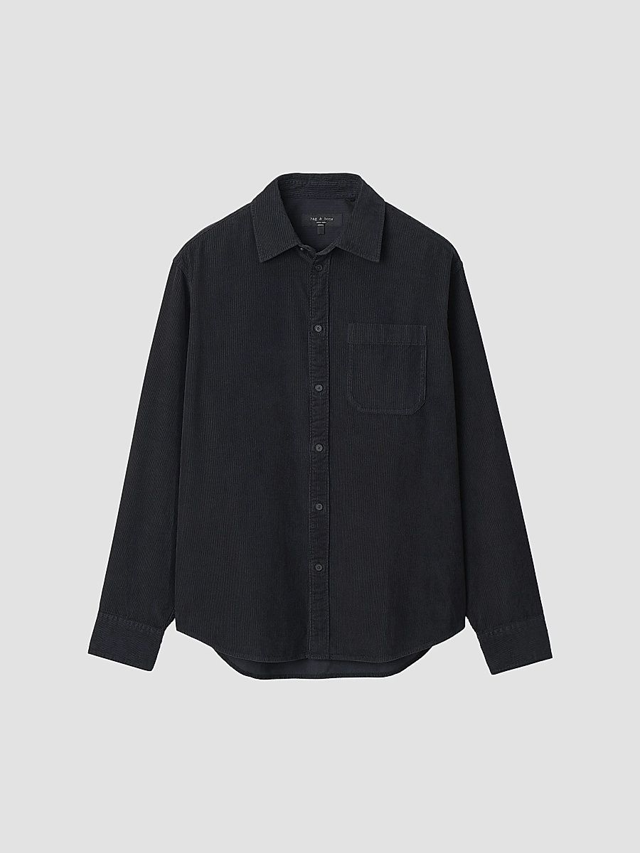 Men's Relaxed Corduroy Shirt - Black - Size XXL