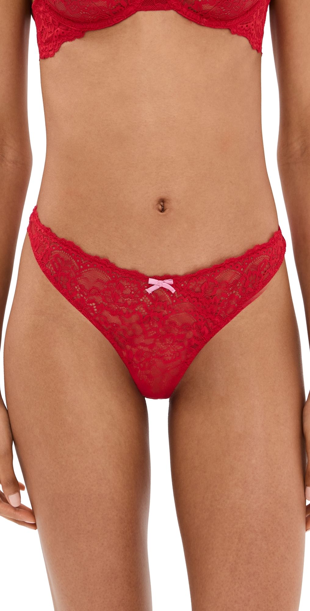 Fleur du Mal Bianca Lace Thong Rouge 2