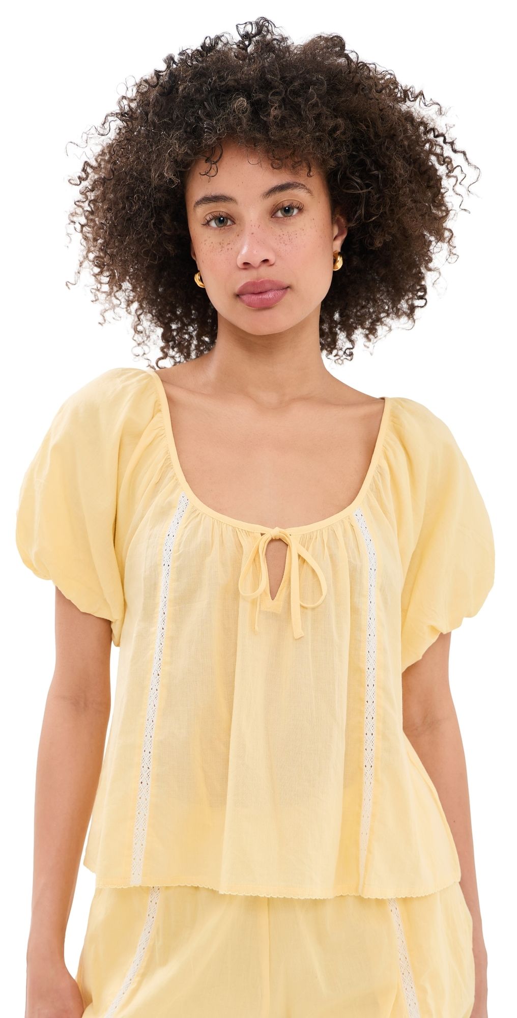 Damson Madder Maura Lace Trim Top Butter 12