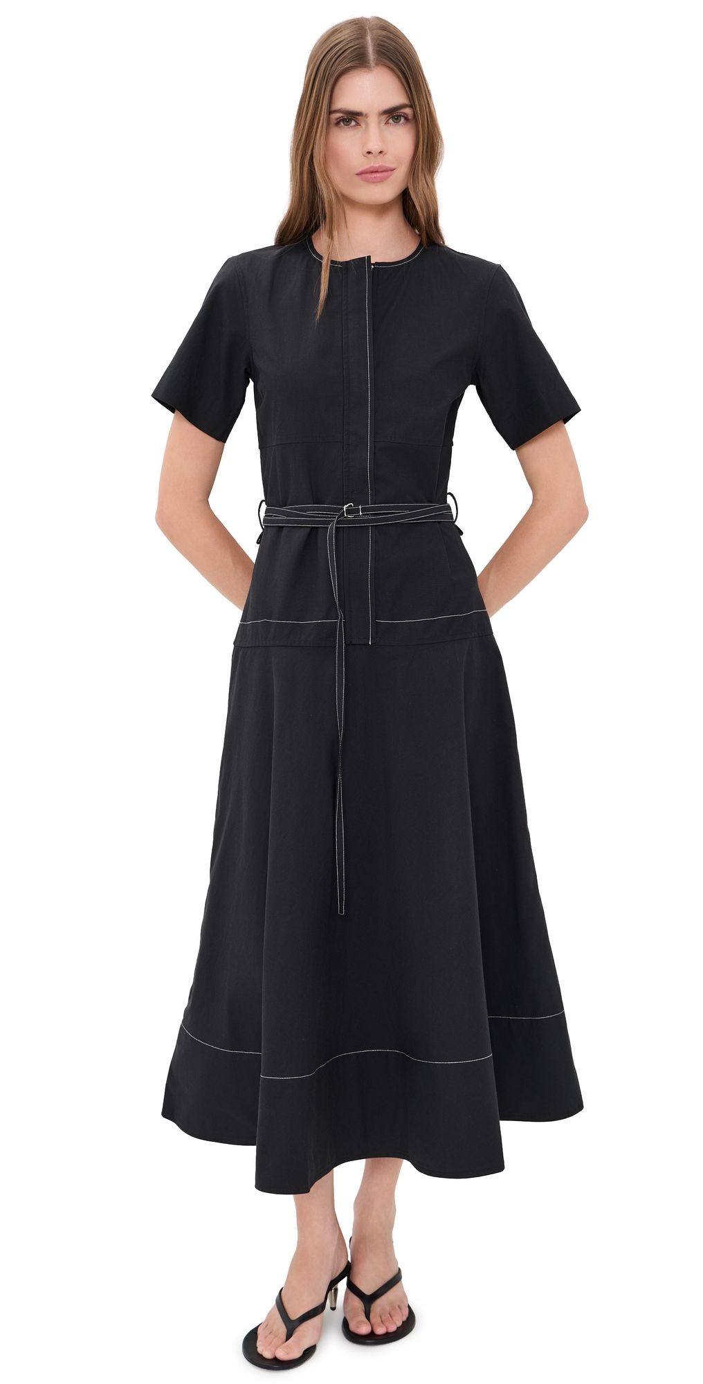 Proenza Schouler White Label Elizabeth Midi Dress Black 10