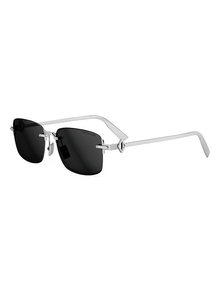 Men's CD Diamond S11U 54MM Rectangular Sunglasses - Silver Black