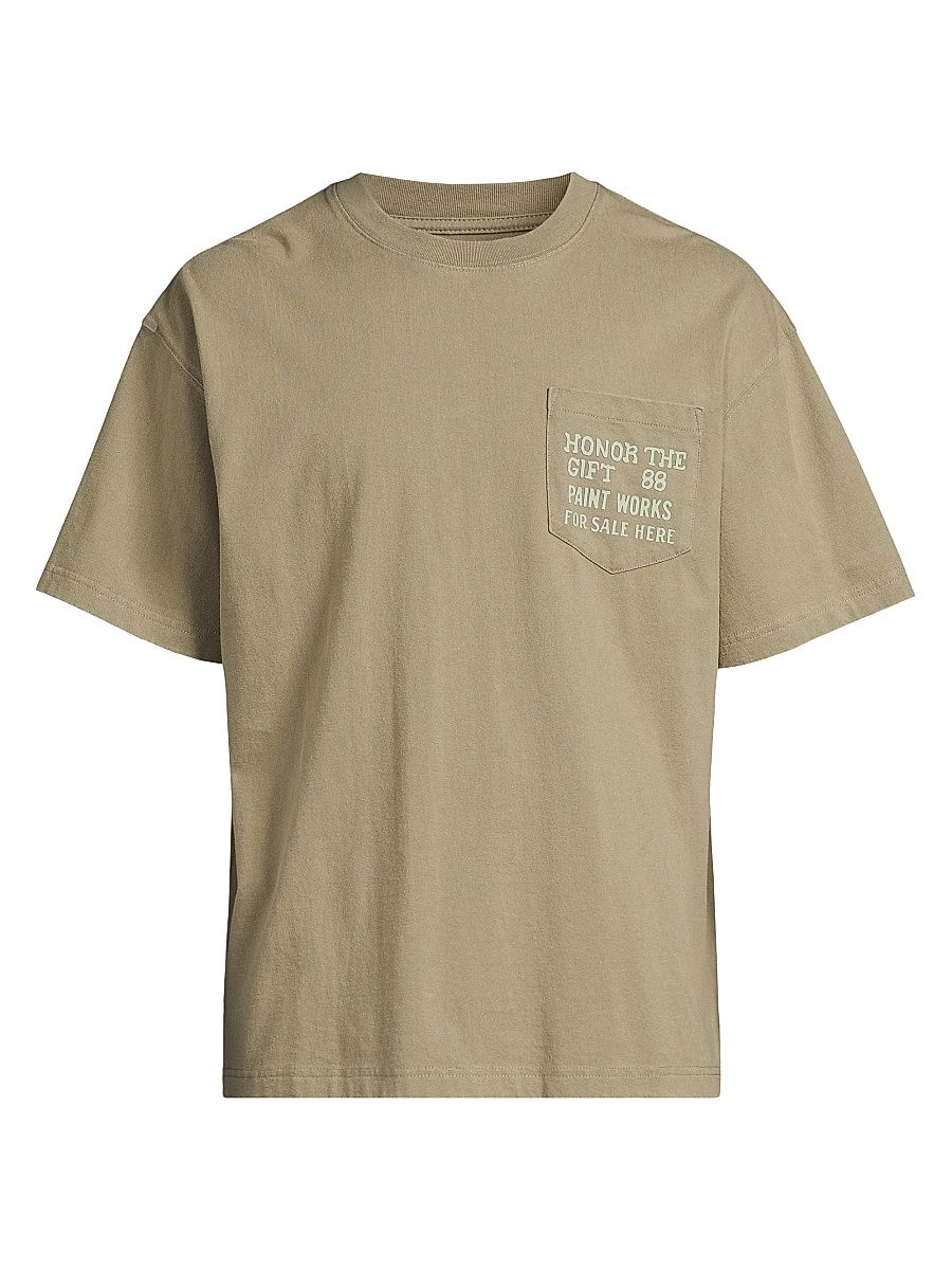 Men's Paint Works Logo Cotton T-Shirt - Taupe - Size XL