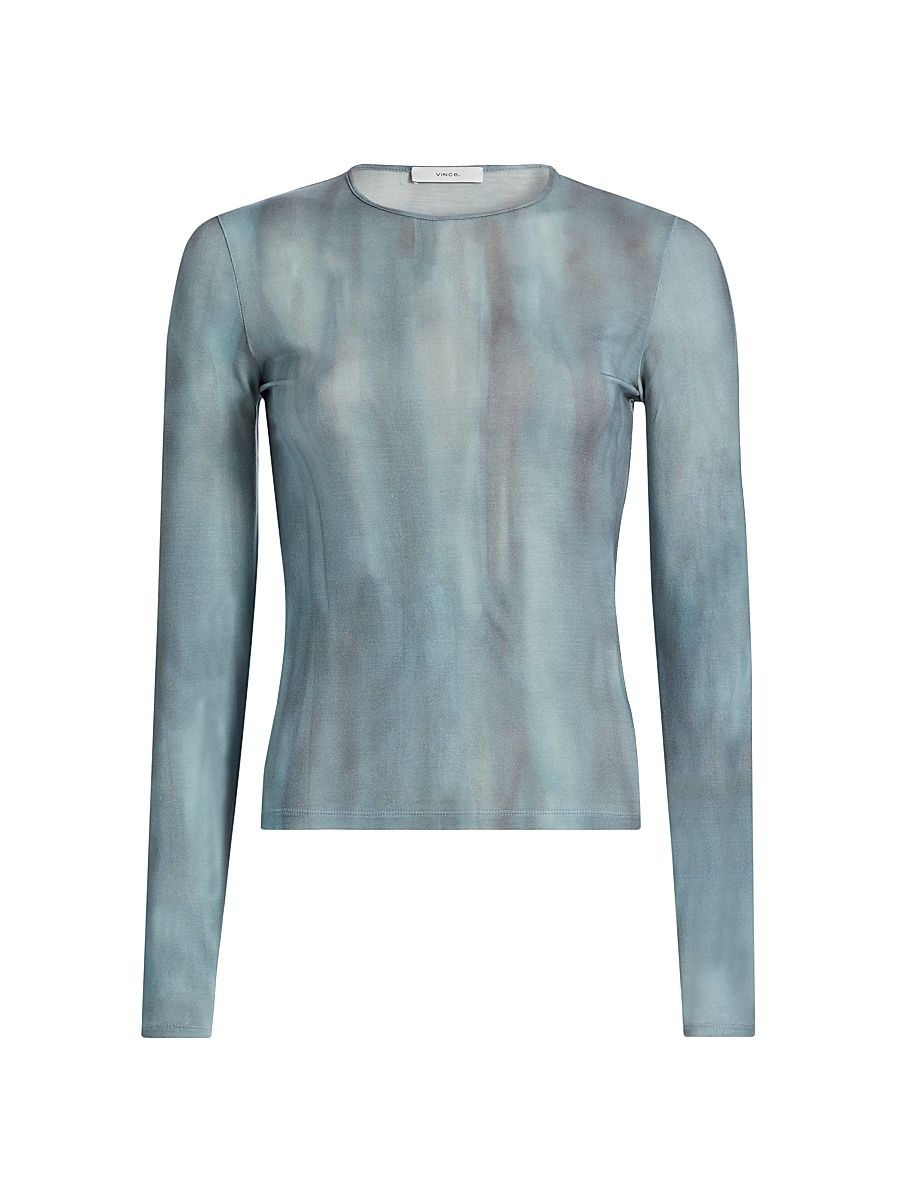 Women's Tie-Dye Pima Cotton-Blend Top - Azura Wash - Size XXS
