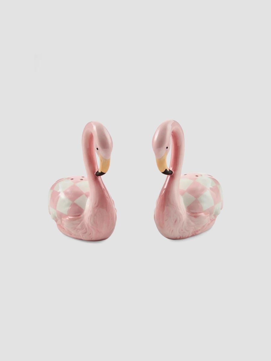 MacKenzie-Childs Ceramic Flamingo Salt & Pepper Shaker Set