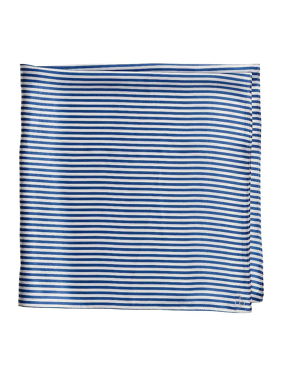 Women's Gail Striped Silk Square Scarf - Blue