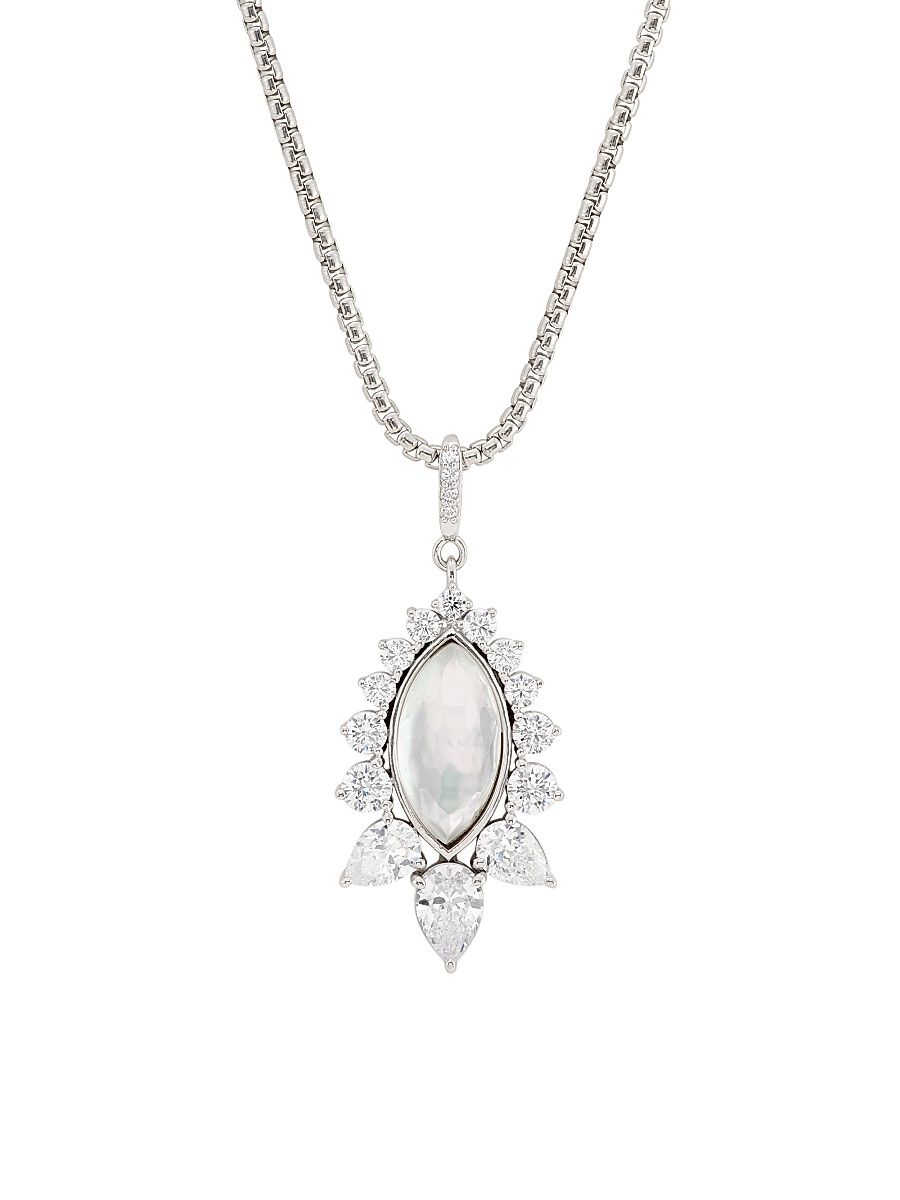 Women's Taylor Quartz, Mother-of-Pearl & Cubic Zirconia Pendant Necklace - Silver Crystal