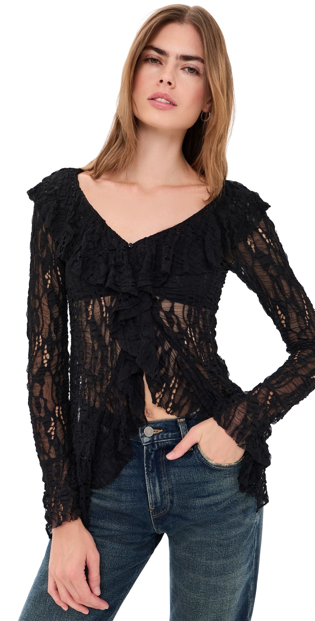 Free People Laney Cardigan Black XS