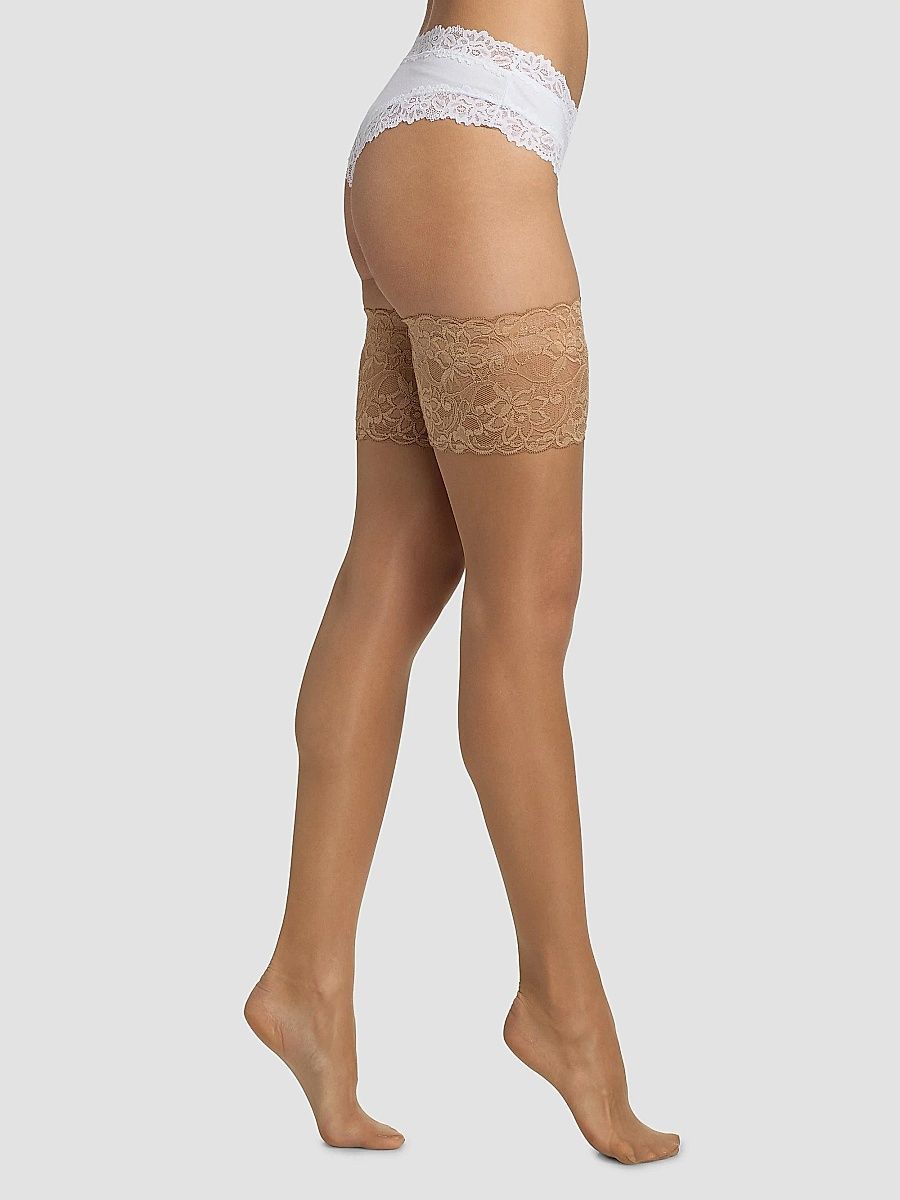 Falke Women's Seidenglatt Lace Sheer Tights - Powder - Size 8.5