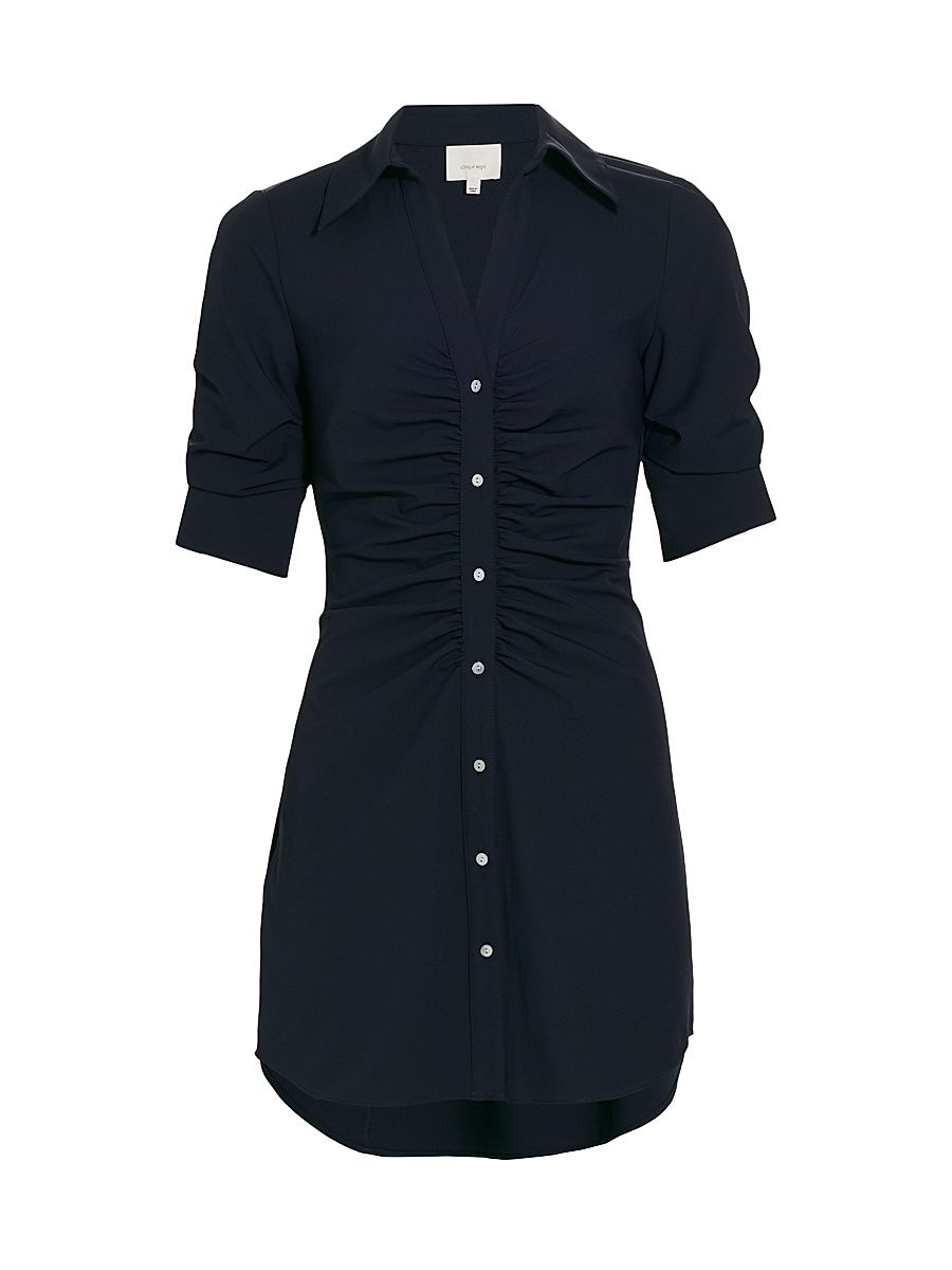 Women's Elina Gathered Mini-Shirtdress - Navy - Size 16