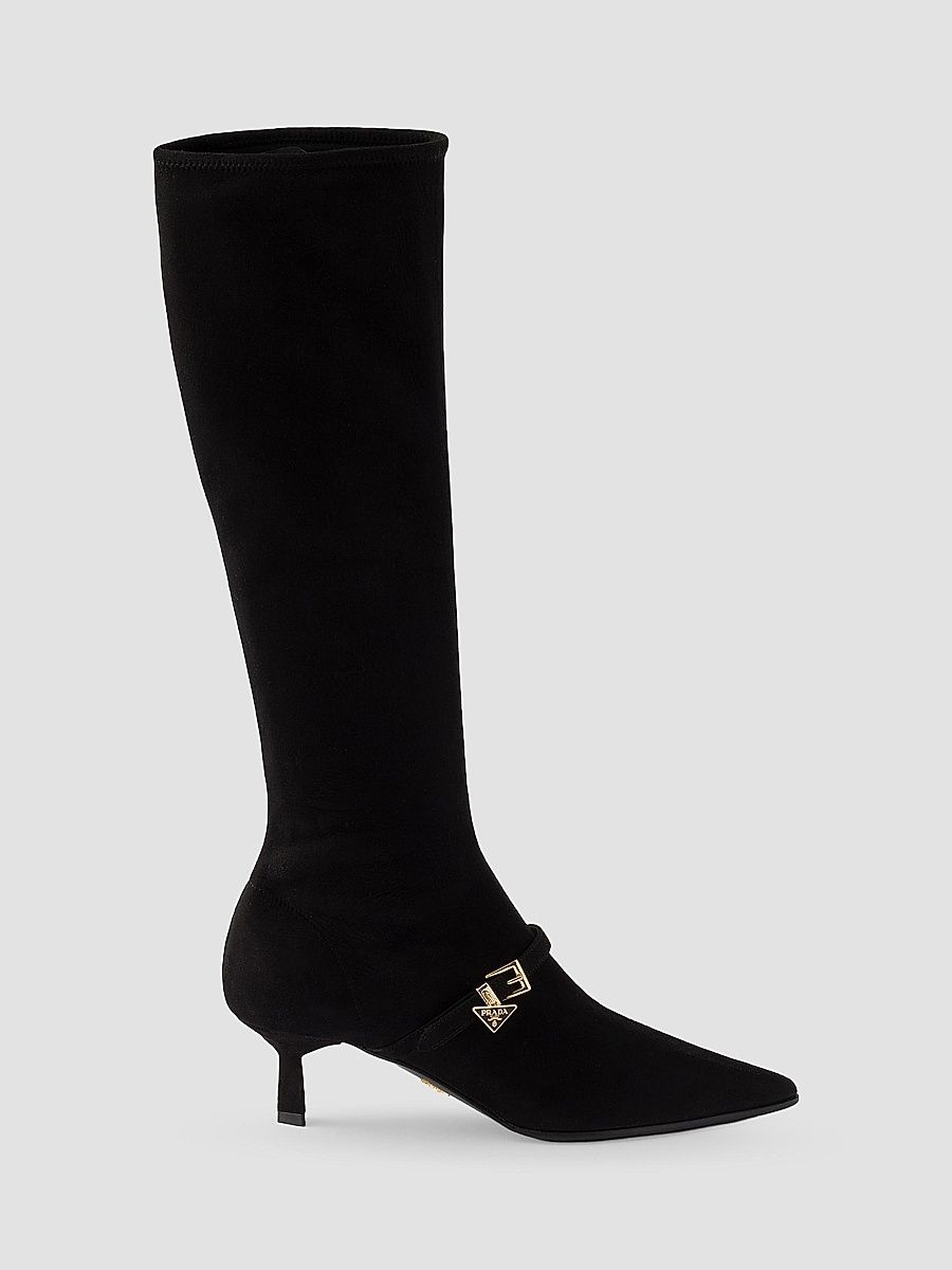Women's Stretch Suede Boots - Black - Size 5