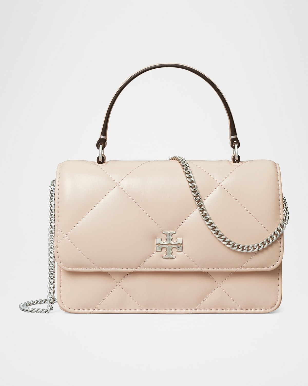 Kira Mini Quilted Leather Top-Handle Bag with Chain