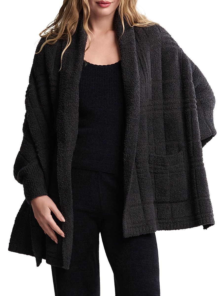 Women's Cozychic Cotton Tonal Plaid Blanket Wrap - Carbon