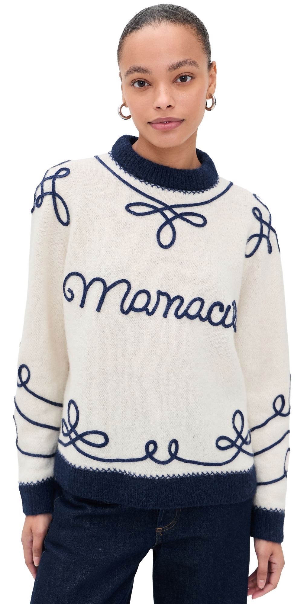 Carolina K Mamacita Sweater Ecru And Marine S