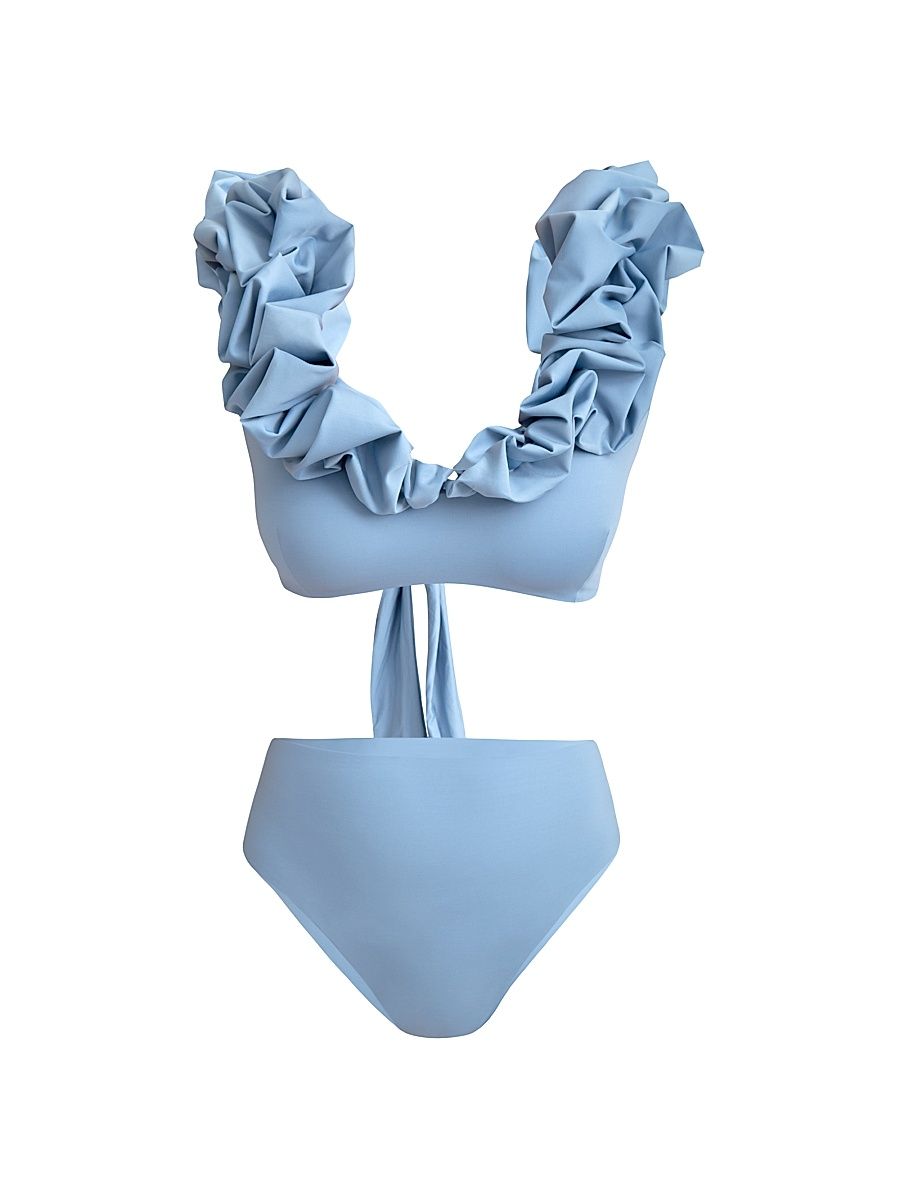 Women's Lucila Ruffle Bikini Set - Steel Blue - Size 2