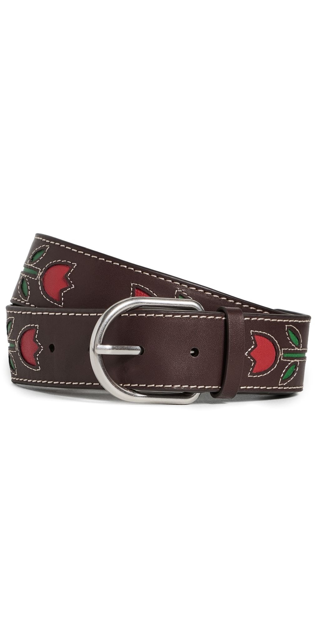 Loeffler Randall Gage Western Belt Espresso Vachetta With Tulips XS/S