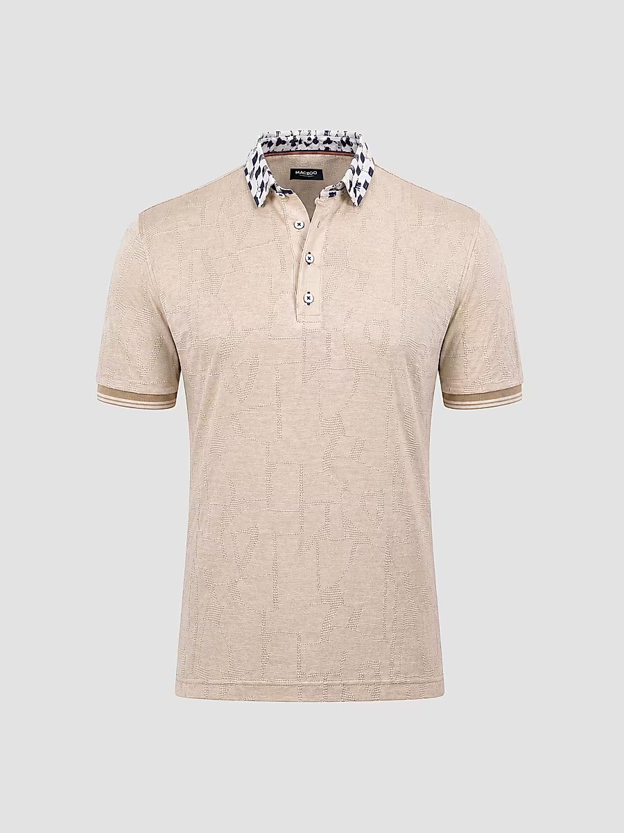 Men's Knit Polo Shirt - Beige - Size Medium