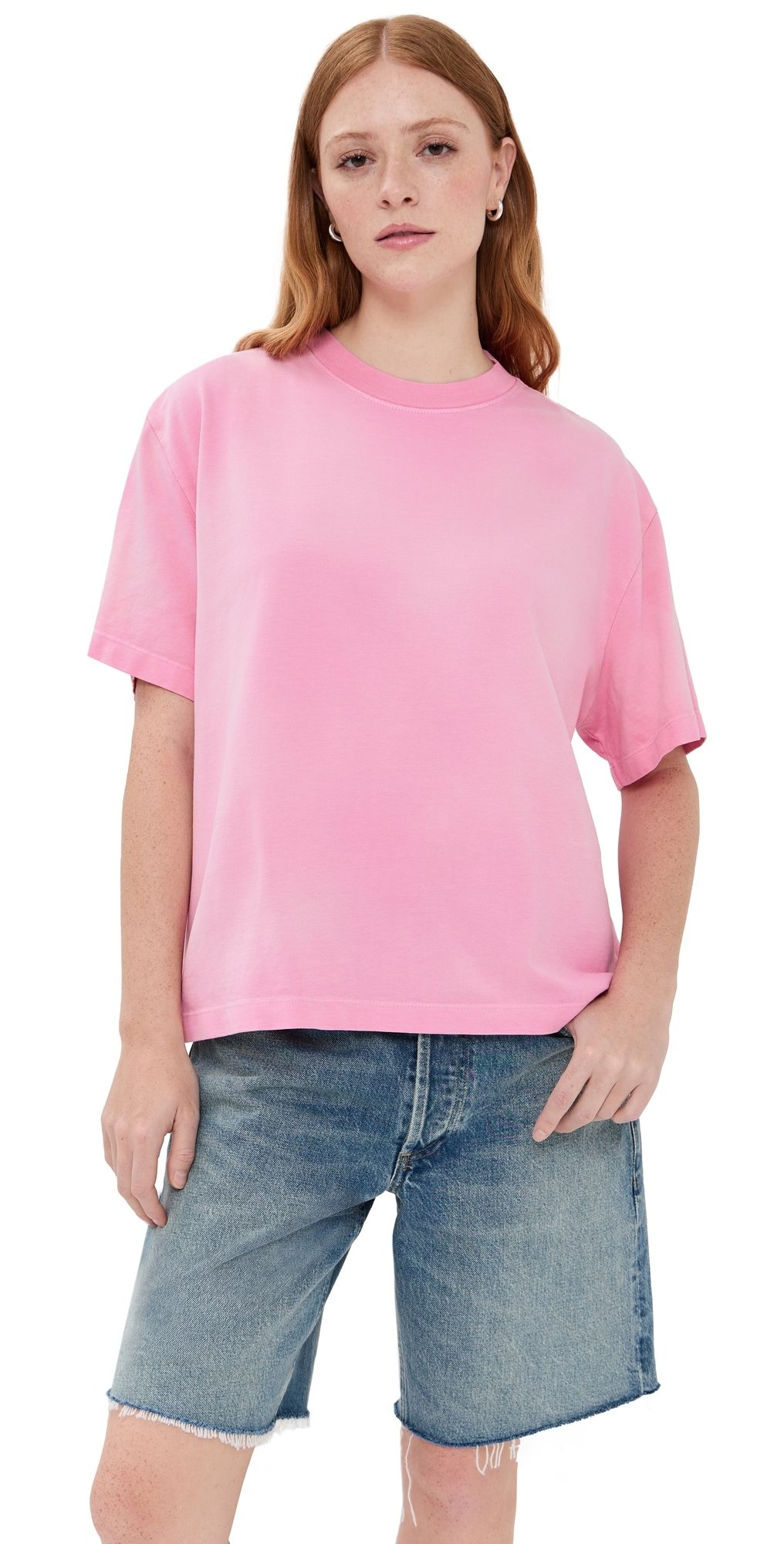 The Elder Statesman Sunbleached Oversized Tee Bubblegum S