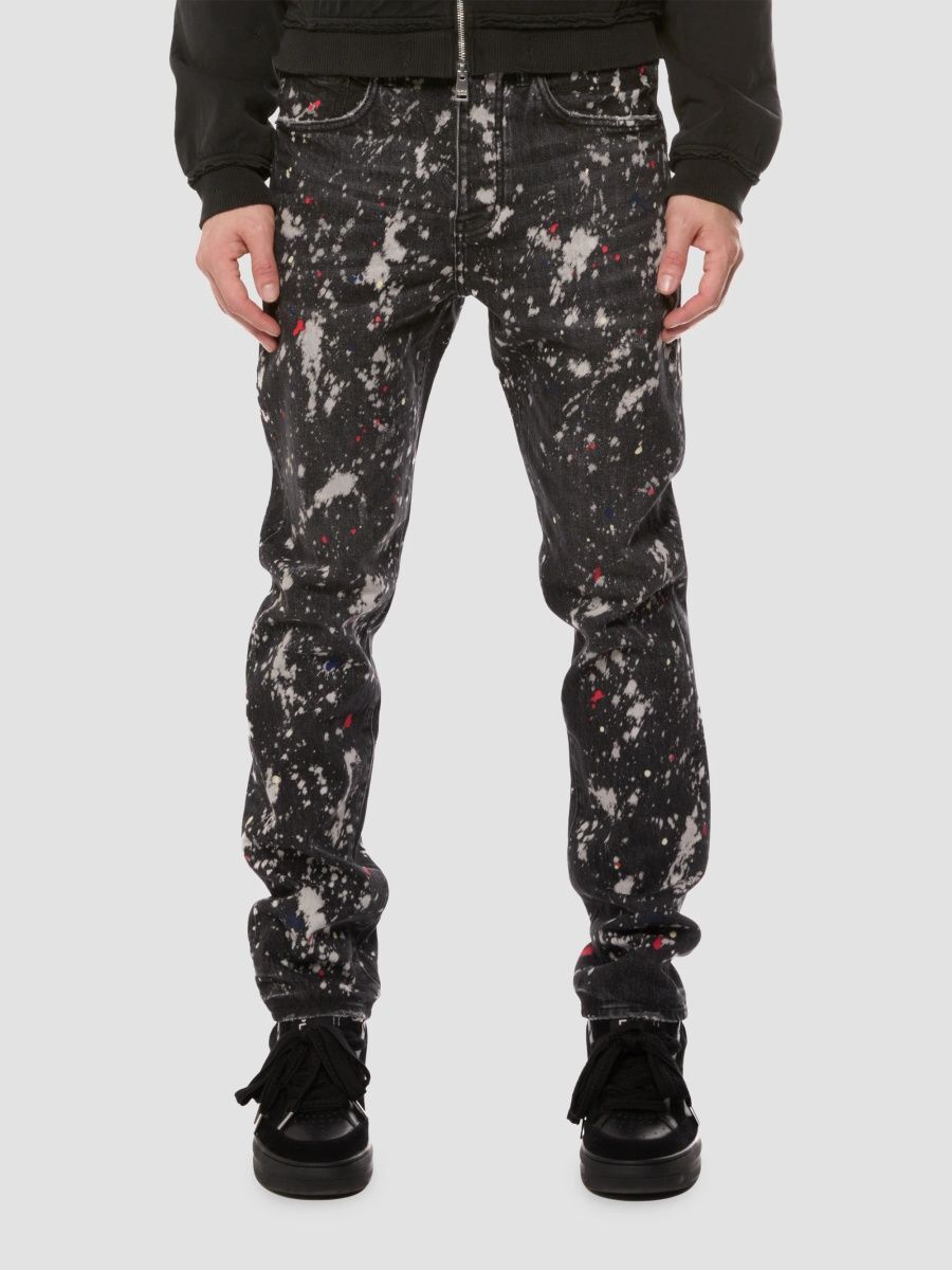 Purple Brand Men's Marble-Effect Mid-Rise Jeans - Black - Size 28