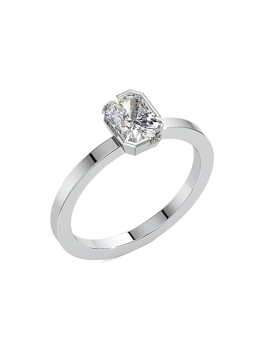 Women's Meta 18K White Gold & 1.01 TCW Lab-Grown Diamond Radiant-Cut Solitaire Ring - White Gold - Size 4.5