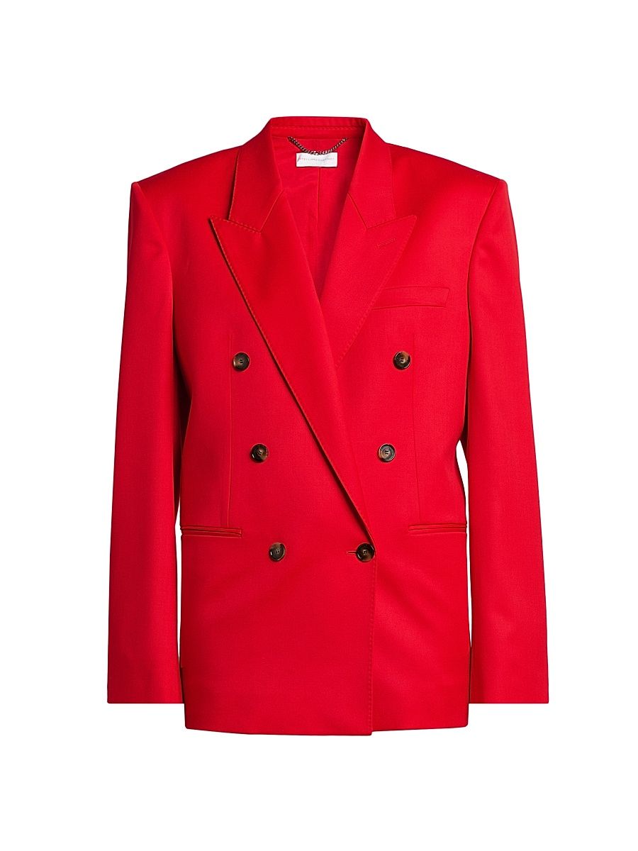 Stella McCartney Women's Shiny Tailoring Double-Breasted Blazer - Lipstick Red - Size 0