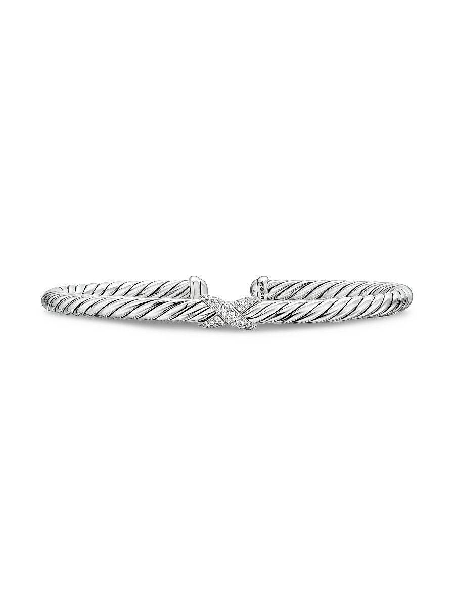 Women's Cable Flex x Station Bracelet in Sterling Silver - Diamond - Size Medium