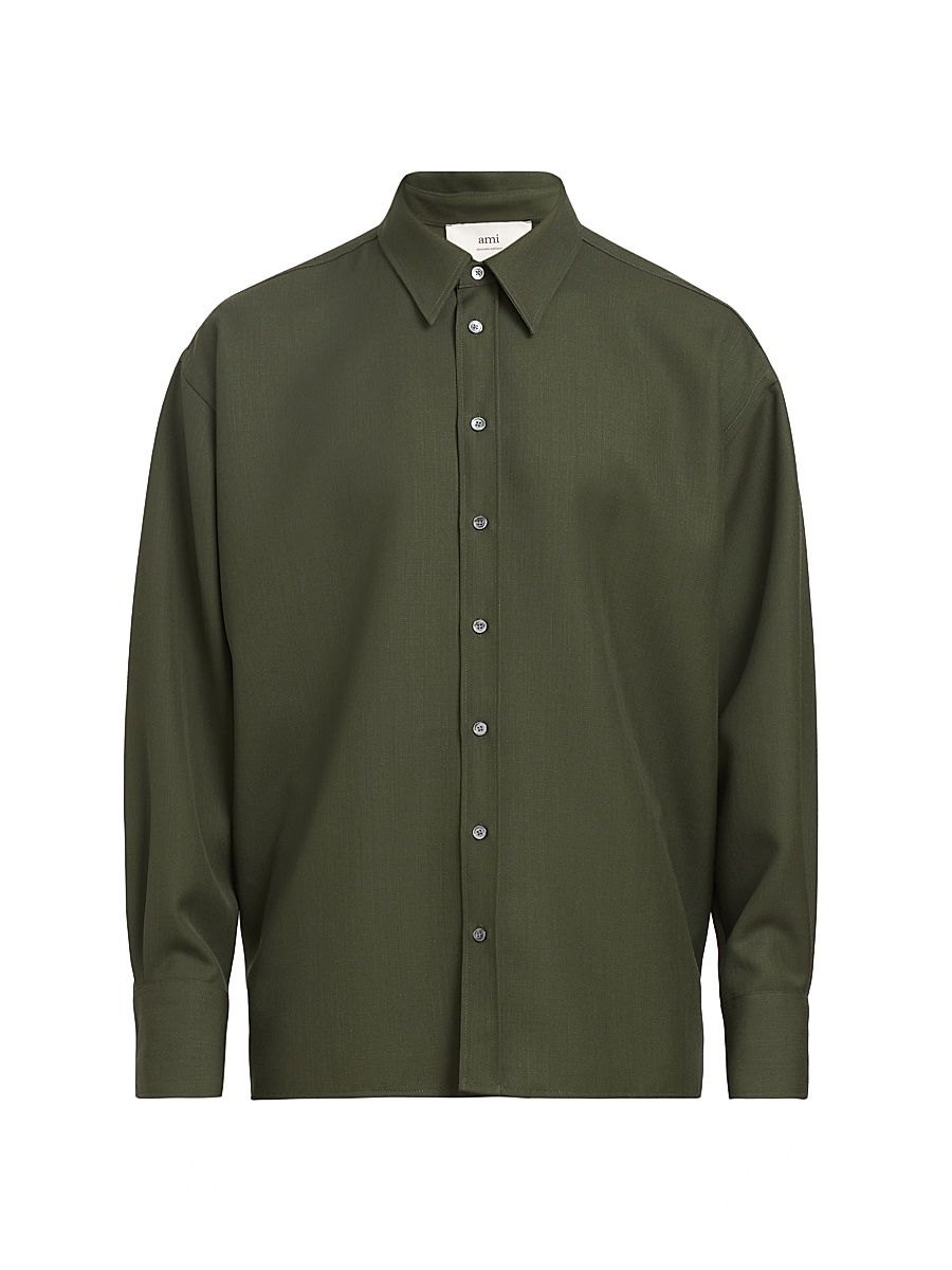 Men's Cotton Slit Shirt - Loden - Size Medium