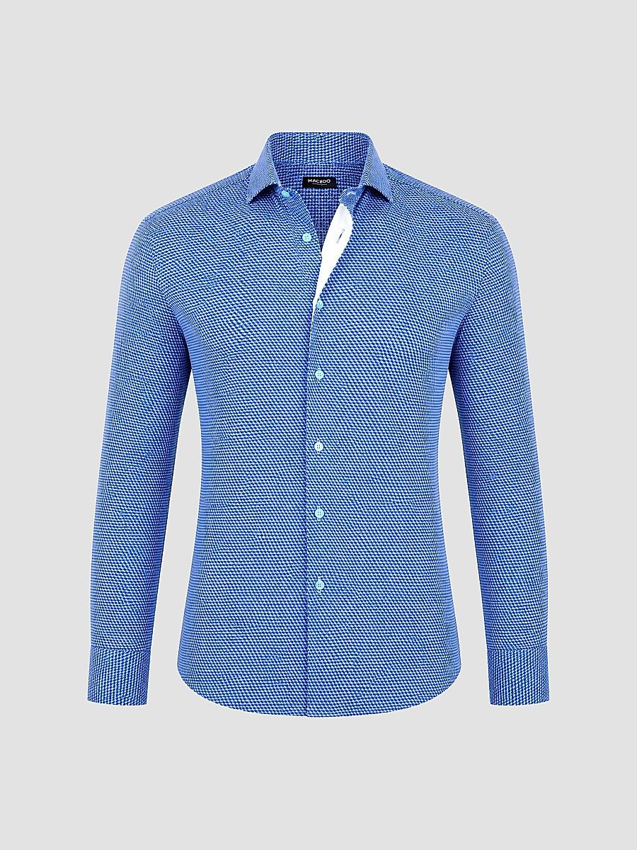 Men's Eins Stretch Cubism Shirt - Blue - Size Medium