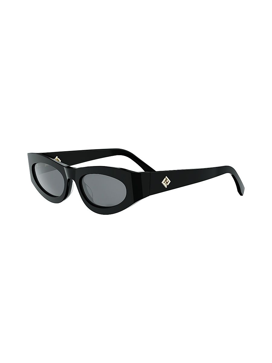 Women's FF Diamonds 51MM Oval Sunglasses - Shiny Black And Smoke