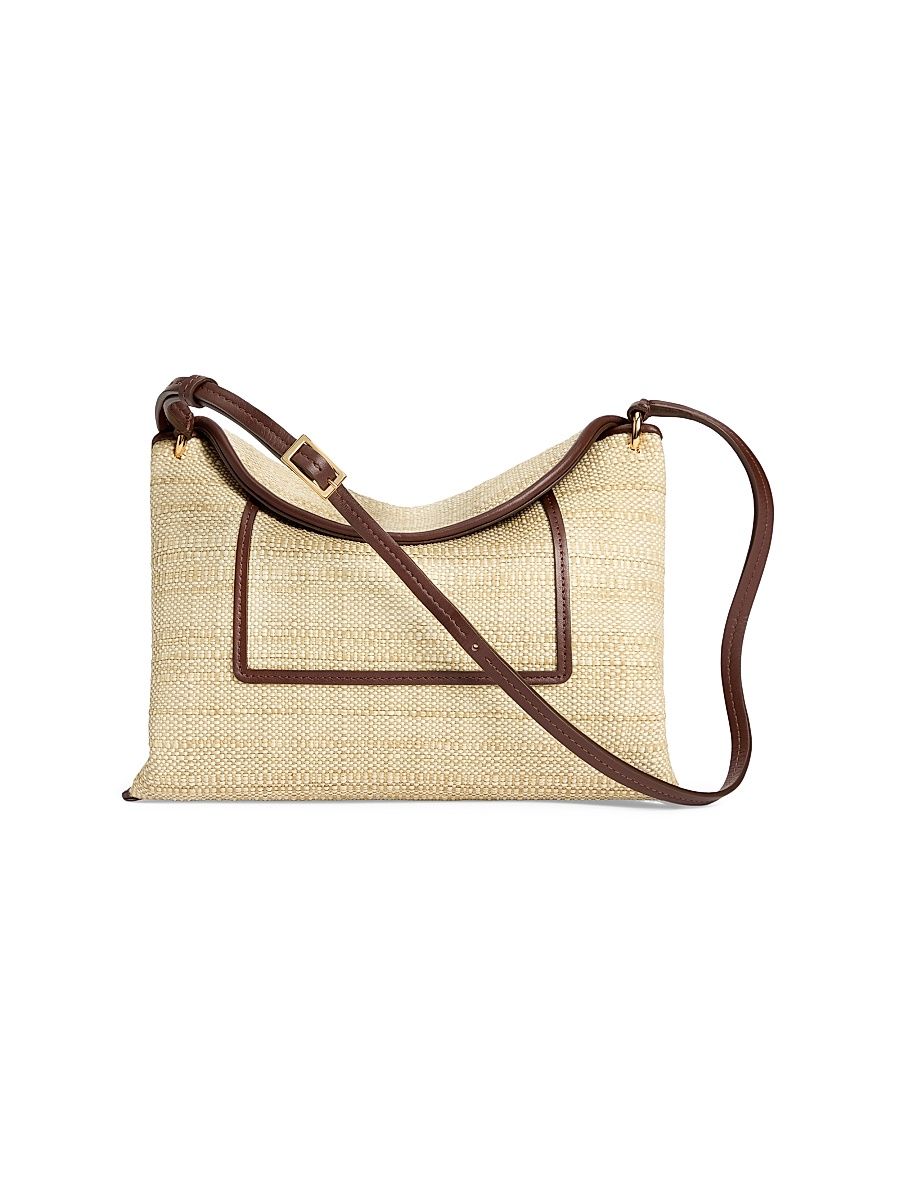 Women's Mini Hortensia Raffia Crossbody Bag - Beige Raffia