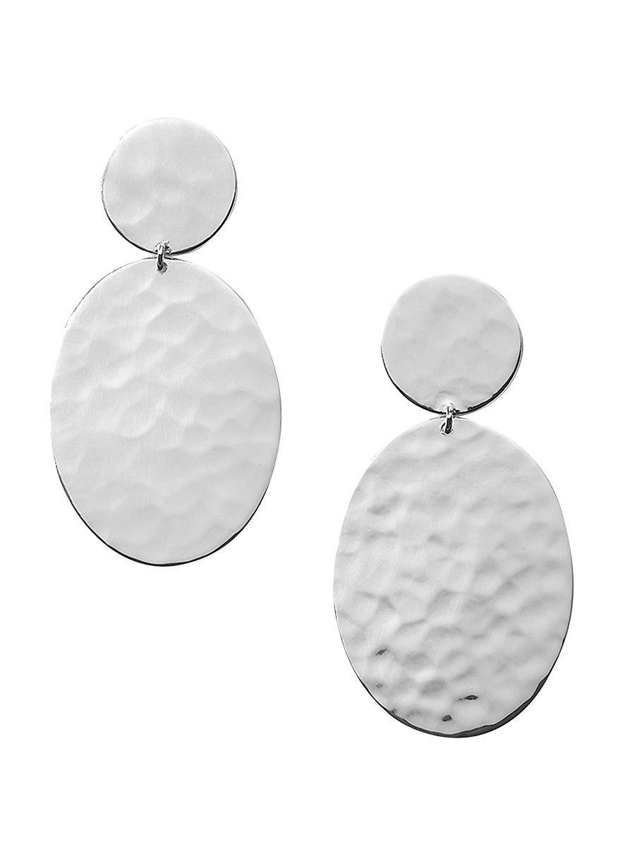 Women's Classico Hammered Sterling Silver Oval Snowman Earrings