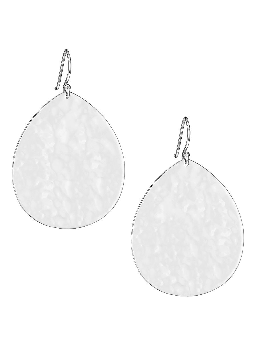 Women's Classico Sterling Silver Crinkled Medium Teardrop Earrings - Silver