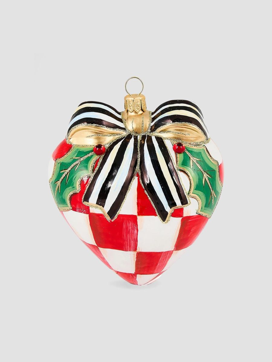 MacKenzie-Childs Check It Out Heart Glass Ornament