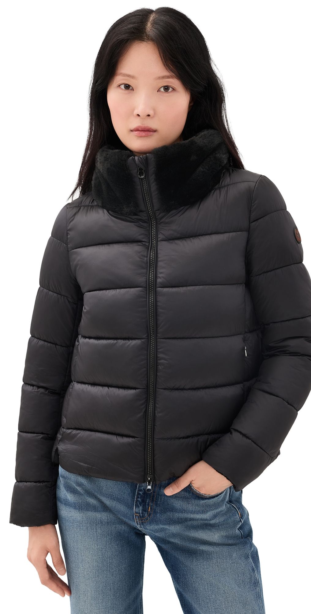 Save The Duck Mei Faux Fur Trim Quilted Coat Black XL